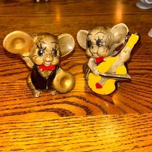 Ardco musician mice. Set of two - cymbal mouse and bass mouse in tuxedos